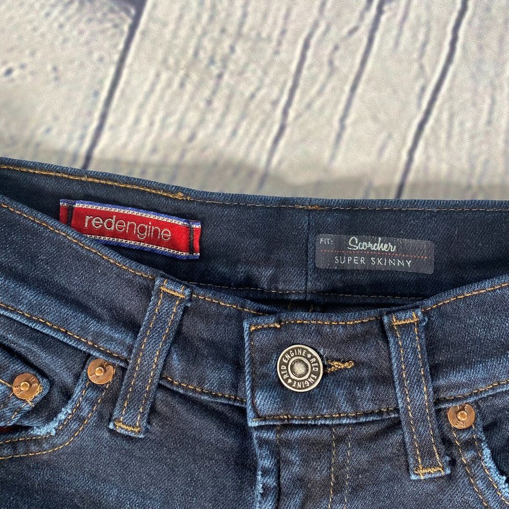 Red Engine Scorcher Super Skinny Distressed Jeans - Picture 2 of 8